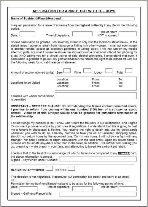 Application for a night out with the boys
