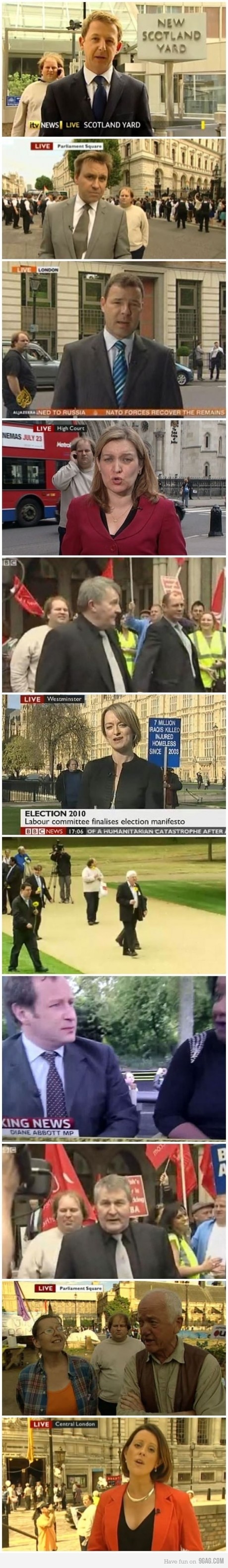 The UK's most legendary news photobomber