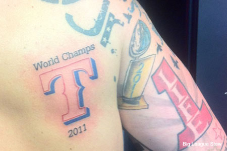 Texas Rangers fan tattoo