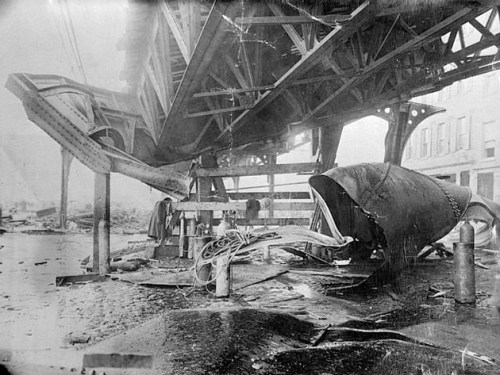 BostonMolassesDisaster2 Damage to the Boston Elevated Railway due to the flood