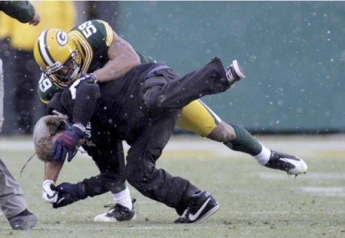 Green Bay Packers linebacker tackles fan