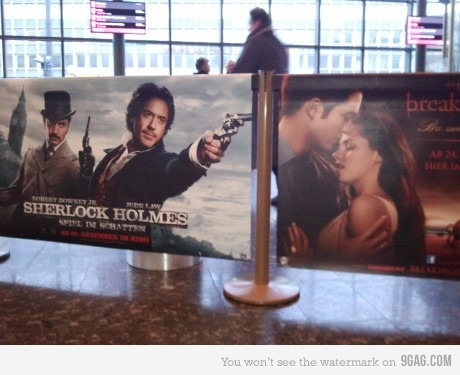 sherlock Sherlock Holmes / Twilight movie poster juxtaposition.