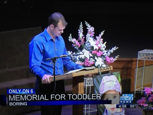 Memorial for toddler featured on the news is a tad insensitive.