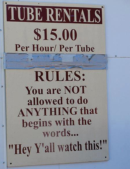 The rules of tubing clearly spelled out.
