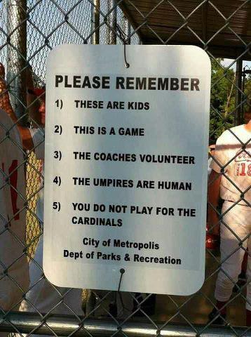 Rules for parents with kids who play baseball