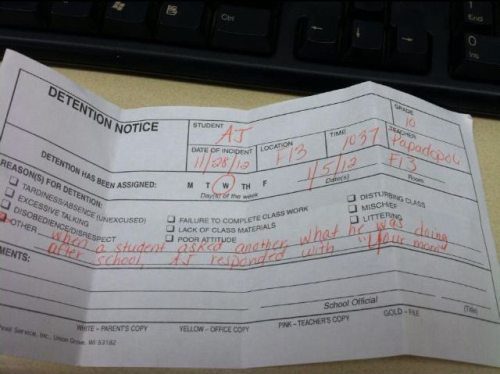 funny Detention Notice