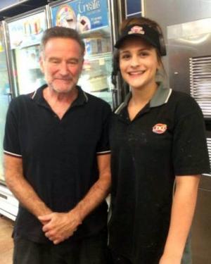 The Dairy Queen in Lindstrom, Minn., posted a Facebook photo Sunday, June 29, 2014, of actor Robin Williams posing with an employee. Williams was visiting the nearby Hazelden treatment center in Center City, Minn., according to his publicist.