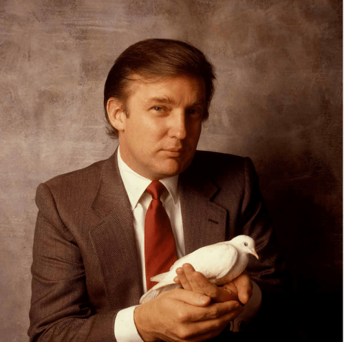 Donald Trump holding a dove