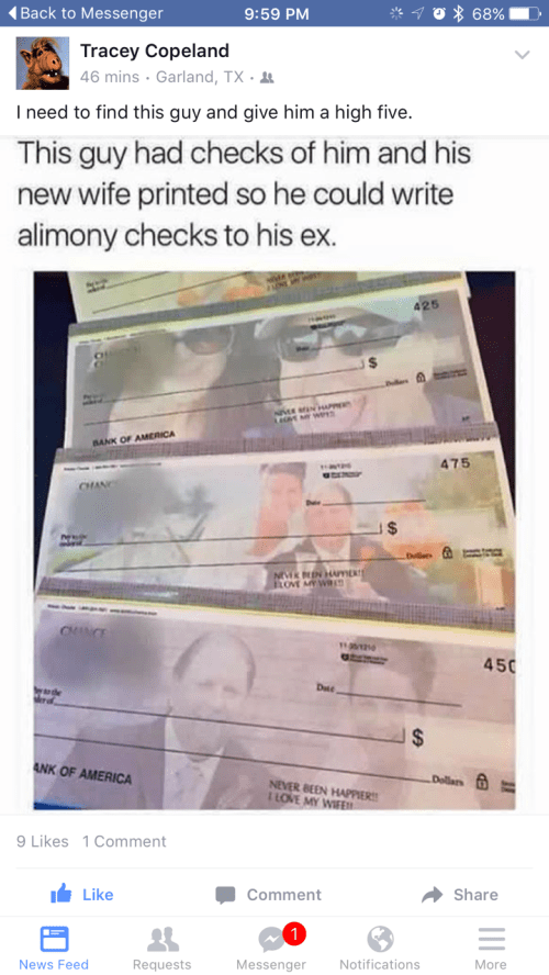 alimony checks