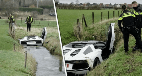 Lambo in a Dutch ditch